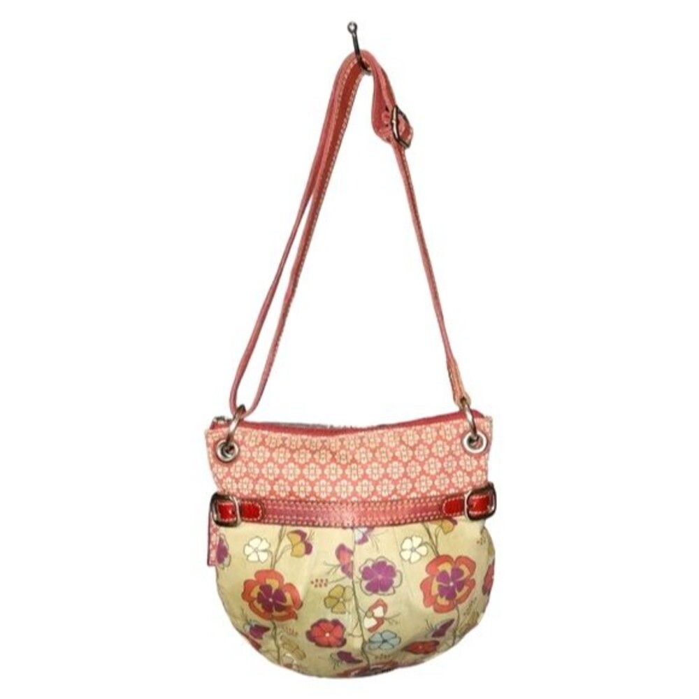 Vintage Fossil Red Floral Large‎ Crossbody Bag 12"X12"X1.25"